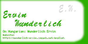 ervin wunderlich business card